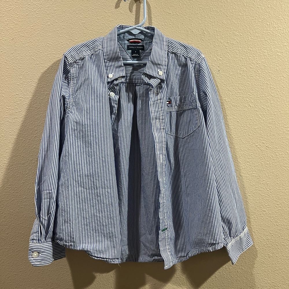 Tommy Hilfiger Blue Striped Button Down Shirt for Kids